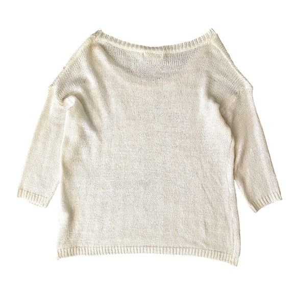 Lumiere Ivory Studded Knit Sweater – Acrylic Blend – Scoop Neck - Picture 2 of 6